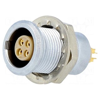 Connector: circular | Series: 0B | socket | female | soldering | PIN: 4
