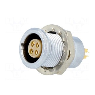 Connector: circular | Series: 0B | socket | female | soldering | PIN: 4