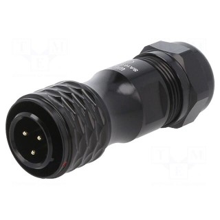 Plug | SA16 | male | PIN: 3 | IP67 | 8÷12mm | 10A | soldering | for cable