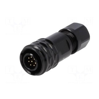 Plug | SA8 | male | PIN: 8 | IP67 | 4÷5mm | 3A | soldering | for cable | 30V