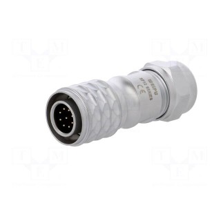 SF12 | plug | male | PIN: 9 | IP67 | 5÷8mm | 3A | soldering | for cable | 125V
