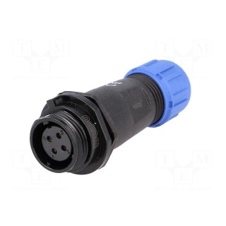 SP13 | plug | female | PIN: 4 | IP68 | 4÷6.5mm | 5A | soldering | for cable