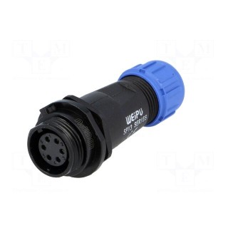 SP13 | plug | female | PIN: 6 | IP68 | 4÷6.5mm | 5A | soldering | for cable