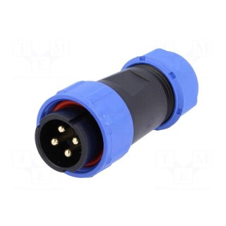 Plug | SP21 | male | PIN: 4 | IP68 | 7÷12mm | 30A | soldering | for cable