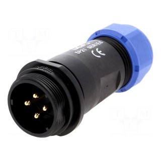 SP21 | plug | male | PIN: 4 | IP68 | 7÷12mm | soldering | for cable | 500V