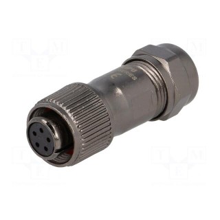 ST12 | plug | female | PIN: 5 | IP67 | 5÷8mm | 5A | soldering | for cable