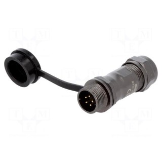 ST12 | plug | male | PIN: 5 | IP67 | 5÷8mm | 5A | soldering | for cable | 180V