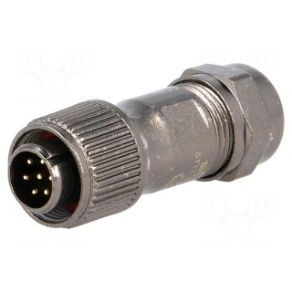 ST12 | plug | male | PIN: 7 | IP67 | 5÷8mm | 5A | soldering | for cable | 125V
