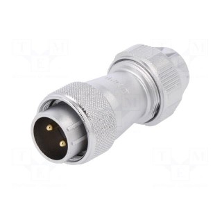 WF | plug | male | PIN: 2 | IP67 | 9÷10.5mm | 25A | soldering | for cable