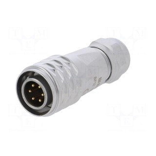 SF12 | plug | male | PIN: 6 | IP67 | 4÷6.5mm | 5A | soldering | for cable