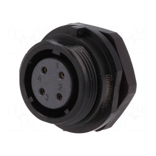 SP17 | socket | female | PIN: 4 | IP68 | soldering | 500V | 0.75mm2 | 5A
