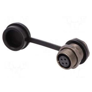 ST12 | socket | female | PIN: 4 | IP67 | 5A | soldering | 200V | 0.75mm2