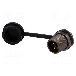 ST12 | socket | male | PIN: 2 | IP67 | 13A | soldering | 250V | 2mm2 | -25÷85°C