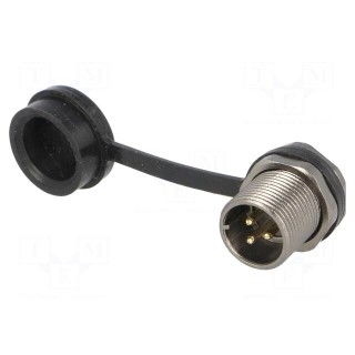ST12 | socket | male | PIN: 3 | IP67 | 13A | soldering | 250V | 2mm2 | -25÷85°C