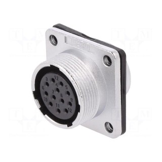 Socket | WS | female | PIN: 12 | flange (4 holes),for panel mounting