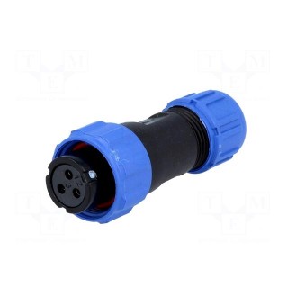 Plug | SP13 | female | PIN: 3 | IP68 | 4÷6.5mm | 13A | soldering | for cable