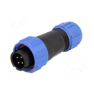 Plug | SP13 | male | PIN: 4 | IP68 | 4÷6.5mm | 5A | soldering | for cable