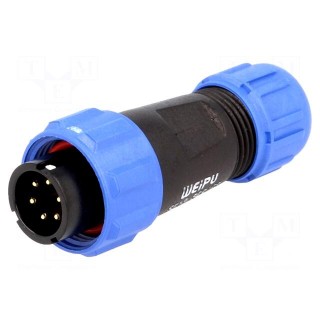 SP13 | plug | male | PIN: 6 | IP68 | 4÷6.5mm | 5A | soldering | for cable