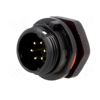 Socket | SP13 | male | PIN: 6 | IP68 | 5A | soldering | for panel mounting