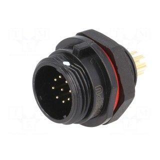 Socket | SP13 | male | PIN: 9 | IP68 | 3A | soldering | for panel mounting