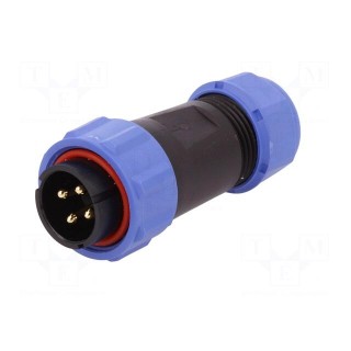 SP21 | plug | male | PIN: 4 | IP68 | 4.5÷7mm | soldering | for cable | 500V