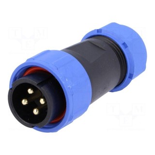 Plug | SP21 | male | PIN: 4 | IP68 | 7÷12mm | 30A | soldering | for cable
