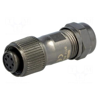 ST12 | plug | female | PIN: 6 | IP67 | 5÷8mm | 5A | soldering | for cable