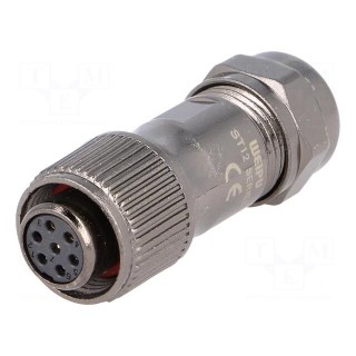 ST12 | plug | female | PIN: 7 | IP67 | 5÷8mm | 5A | soldering | for cable