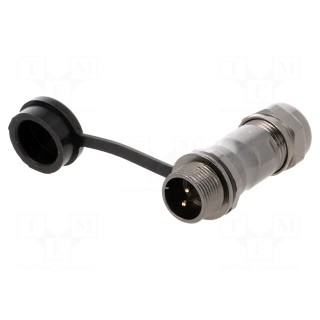 ST12 | plug | male | PIN: 2 | IP67 | 5÷8mm | 13A | soldering | for cable | 250V