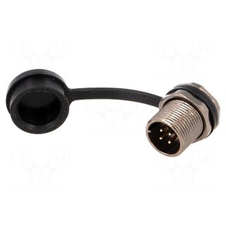 ST12 | socket | male | PIN: 4 | IP67 | 5A | soldering | 200V | 0.75mm2