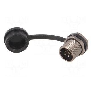 Socket | ST12 | male | PIN: 4 | IP67 | 5A | soldering | 200V | 0.75mm2