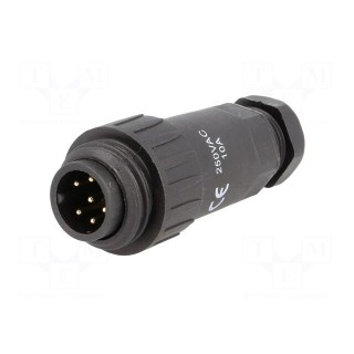WA22 | plug | male | PIN: 7 | 6+PE | IP67 | 9÷10.5mm | 10A | soldering | 250V