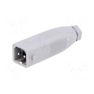 Connector: rectangular | ST | plug | male | PIN: 2 | tinned | IP54 | 16A