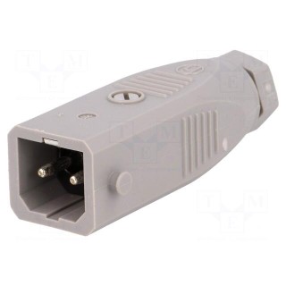 Connector: rectangular | ST | plug | male | PIN: 2 | tinned | IP54 | 16A