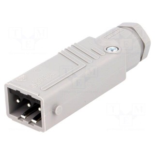 Connector: rectangular | ST | plug | male | PIN: 3 | tinned | IP54 | 16A
