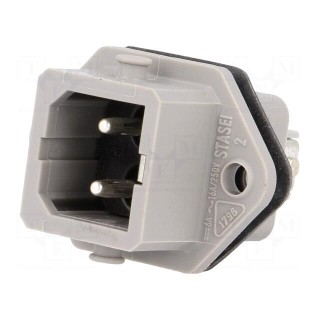 Connector: rectangular | ST | socket | male | PIN: 2 | tinned | IP54 | 16A