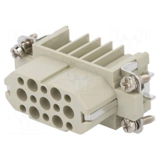 Connector: HDC | contact insert | female | DD | PIN: 15 | 15+PE | crimped