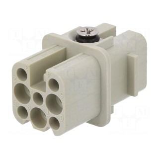 Connector: HDC | contact insert | female | DD | PIN: 8 | 7+PE | size D3A
