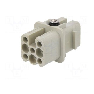 Connector: HDC | contact insert | female | DD | PIN: 8 | 7+PE | size D3A