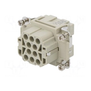 Connector: HDC | contact insert | female | DEE | PIN: 10 | 10+PE | crimped