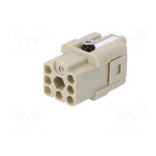 Connector: HDC | contact insert | female | DQ | PIN: 7 | 7+PE | size D3A