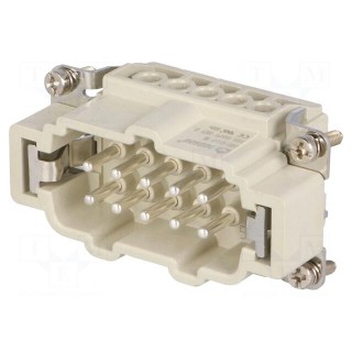 Connector: HDC | contact insert | male | DE | PIN: 10 | 10+PE | size D10B