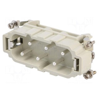 Connector: HDC | contact insert | male | DSB | PIN: 6 | 6+PE | size D16B