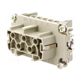 Connector: HDC | contact insert | female | C146 | PIN: 10 | 10+PE | 16A