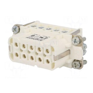 Connector: HDC | contact insert | female | C146 | PIN: 10 | 10+PE | 16A