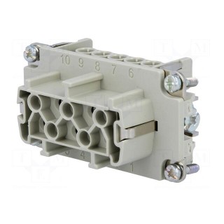 Connector: HDC | contact insert | female | C146 | PIN: 10 | 10+PE | 19A