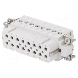 Connector: HDC | contact insert | female | C146 | PIN: 16 | 16+PE | 16A