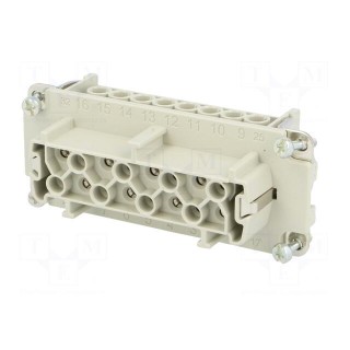 Connector: HDC | contact insert | female | C146 | PIN: 16 | 16+PE | 19A