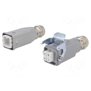 Connector: HDC | male + female | C146 | PIN: 4 | 3+PE | size A3 | straight