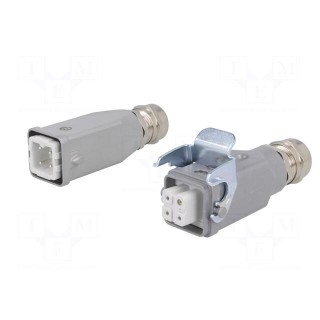 Connector: HDC | male + female | C146 | PIN: 4 | 3+PE | size A3 | straight